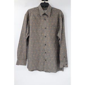 VTG‎ Jhane Barnes Shirt Mens Medium Plaid Cotton Blend Long Sleeve Button Front
